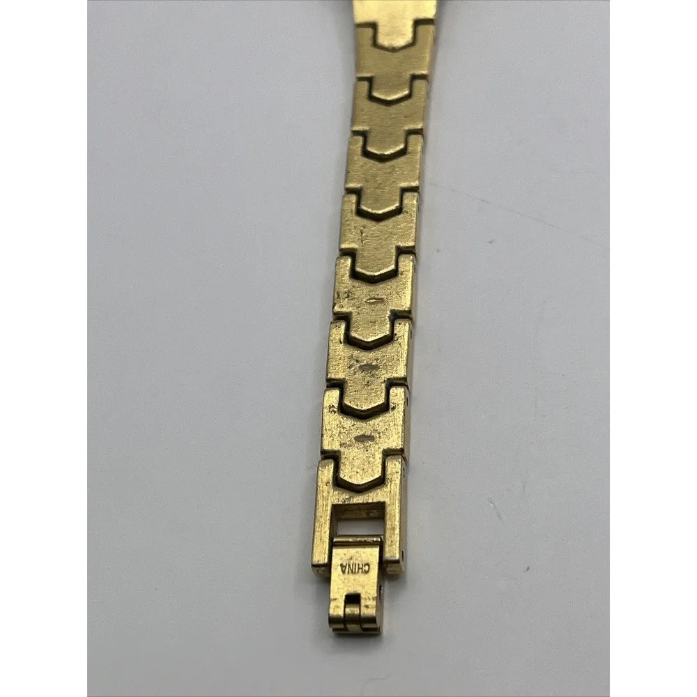 Beauvais‎ Diamond Women's Quartz Watch Gold Band Black Dial- New Battery